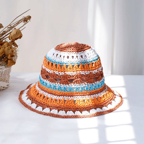 Women's Multicolor Foldable Crochet Bucket Hat