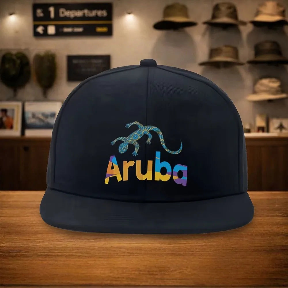 Aruba Lizard Geometric Pattern Casual Snapback Cap