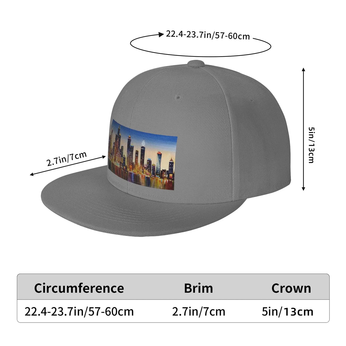 Watercolor Night Skyline Snapback Cap
