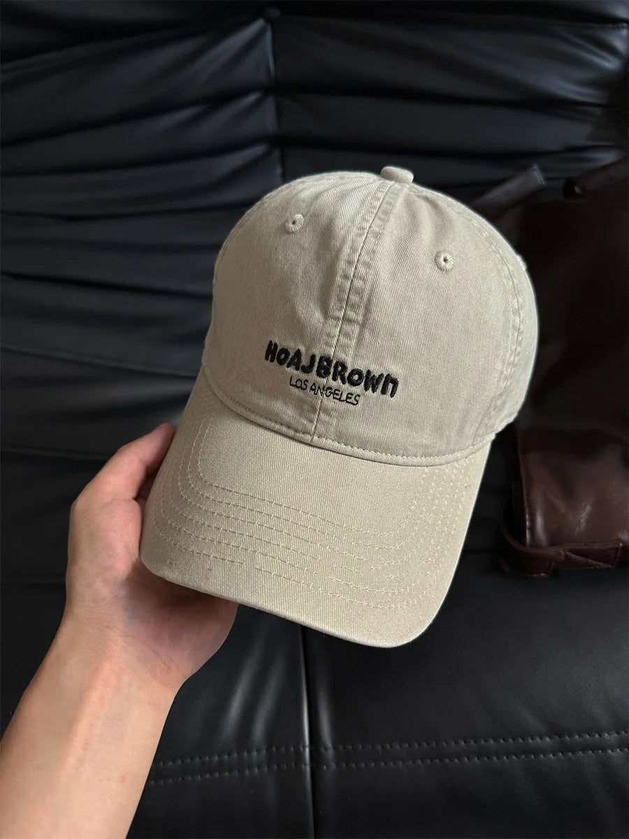 Korean Style Washed Baseball Cap With Letters