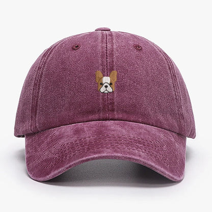 Vintage French Bulldog Embroidered Baseball Cap