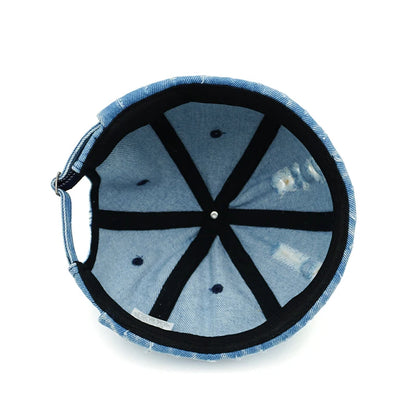 Tear Broken Denim Docker Cap Colorful Brimless Caps