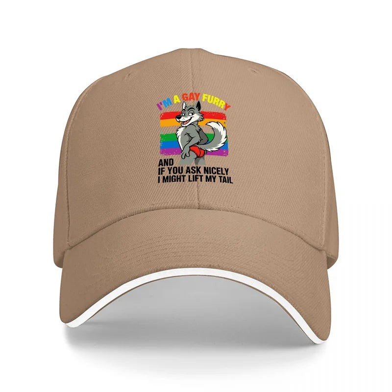 Rainbow Wolf Tail Baseball Cap