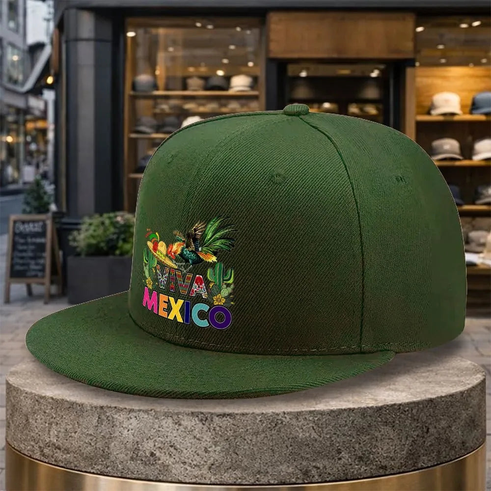 Viva Mexico Rooster Print Adjustable Snapback Cap