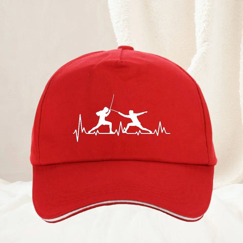 Fencing Heartbeat Sports Baseball Cap