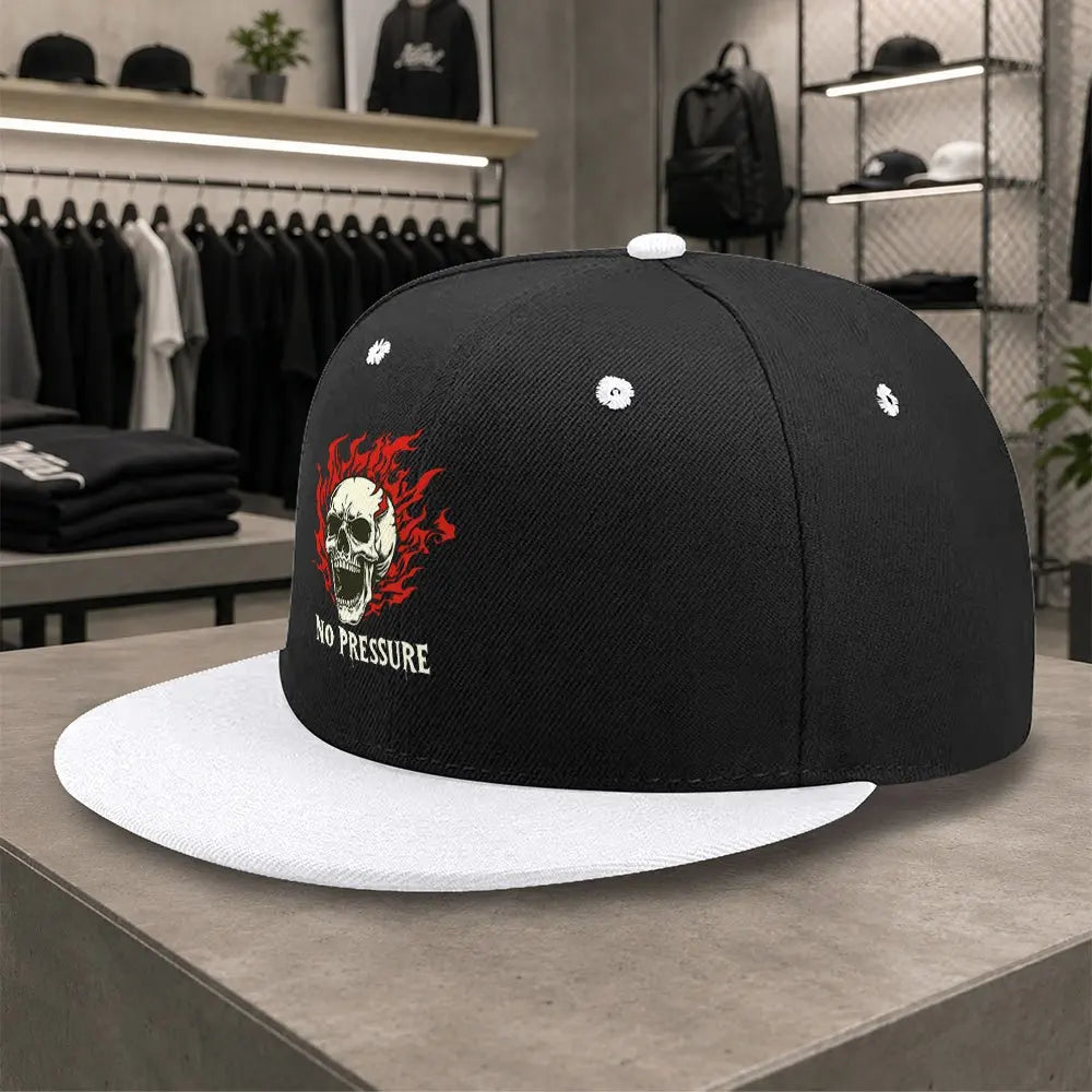 New Flame Skull Unisex All Match Flat Brim Cap