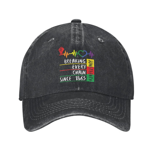 Juneteenth Breaking Every Chain 1865 Distressed Baseball Cap