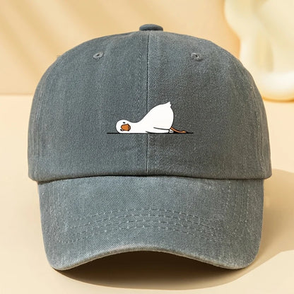 Lying Goose Print Vintage Washed Baseball Cap
