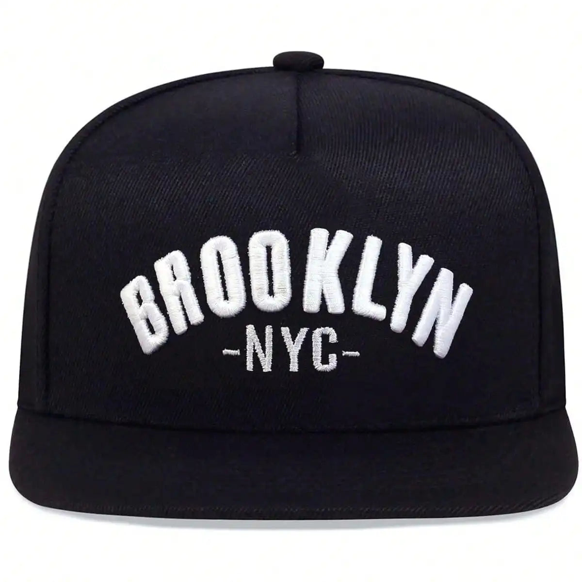 Brooklyn Embroidered Flat Brim Snapback Cap