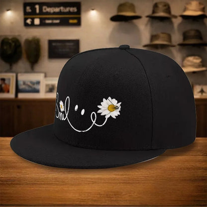Daisy Flower Smile Snapback Cap