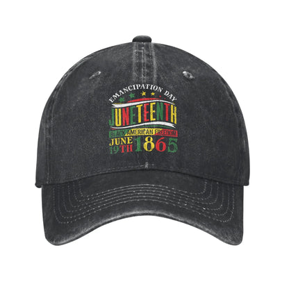 Juneteenth 1865 Black History Distressed Baseball Cap