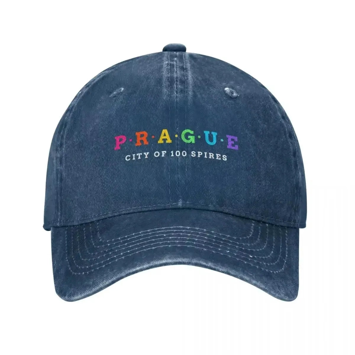 Prague City Of 100 Spires Washed Denim Baseball Cap