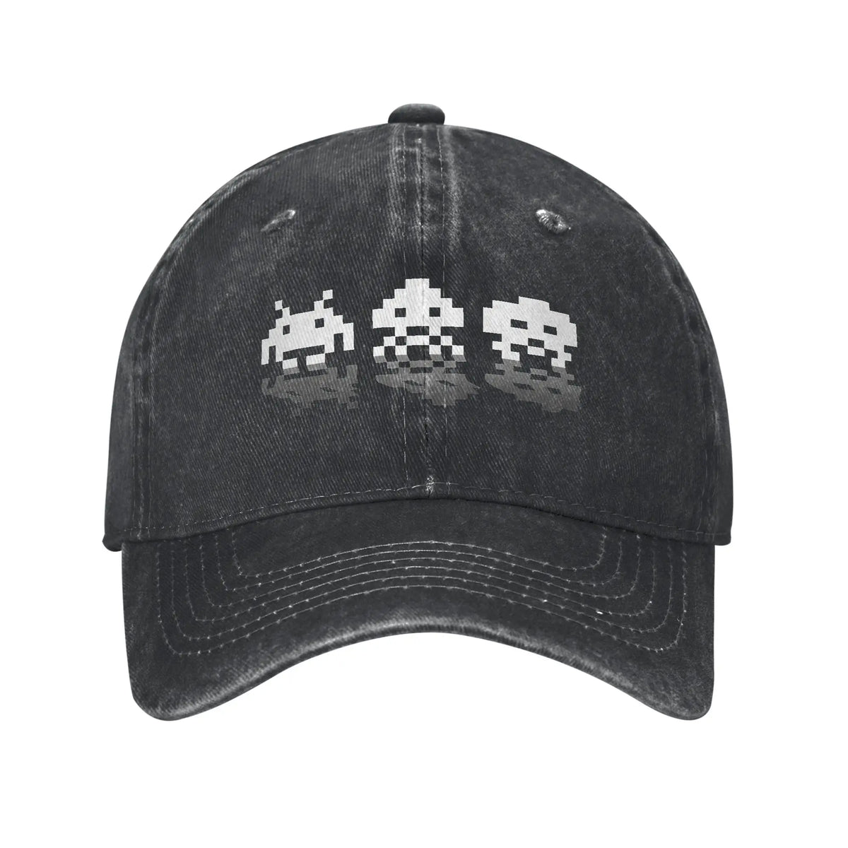 Space Invaders Vintage Distressed Washed Denim Baseball Cap
