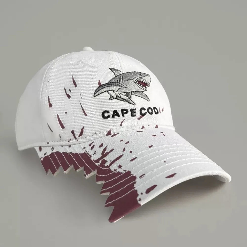 Shark Bite Chomped Brim Embroidered Baseball Cap