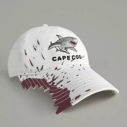 Shark Bite Chomped Brim Embroidered Baseball Cap