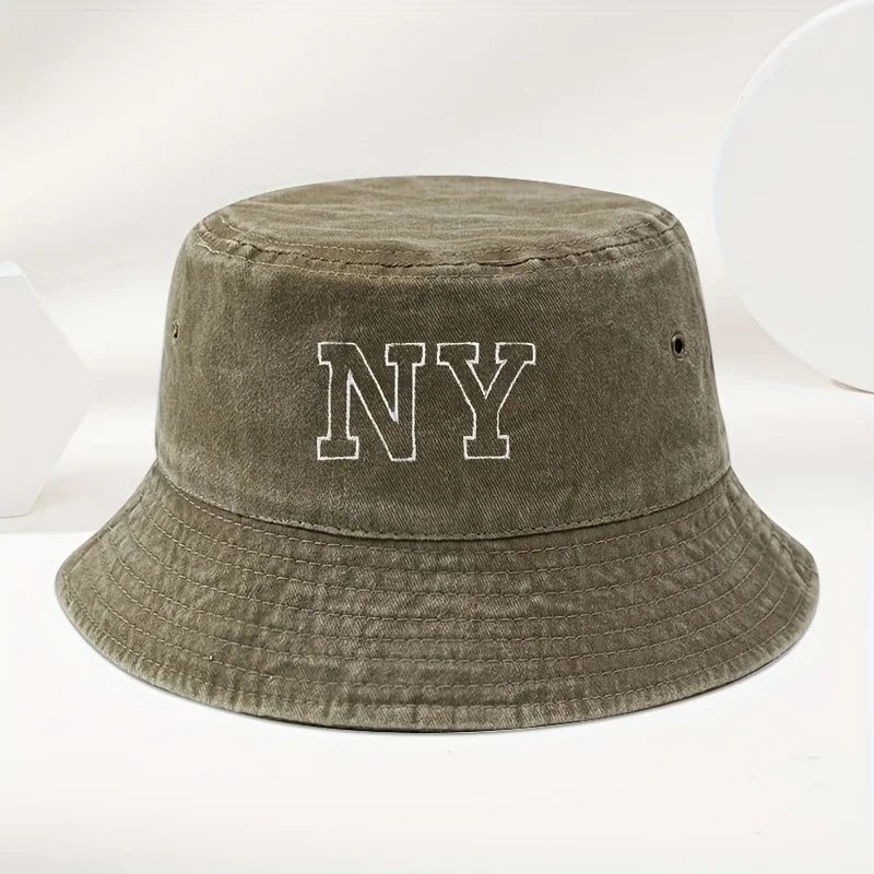 Vintage Washed NY Embroidered Bucket Hat