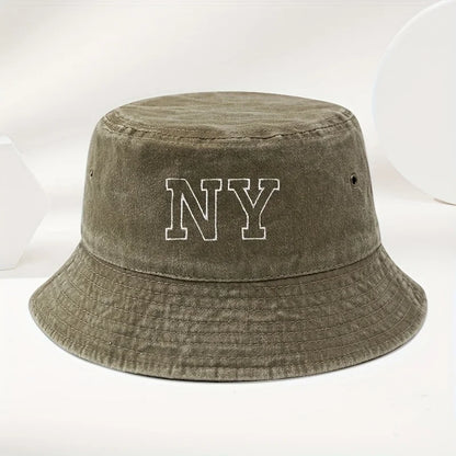 Vintage Washed NY Embroidered Bucket Hat