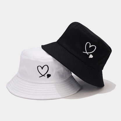 Reversible Heart Embroidery Bucket Hat Set
