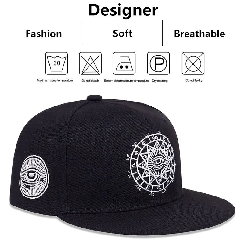 Eyes Letter Embroidered Hip-Hop Adjustable Snapback Cap