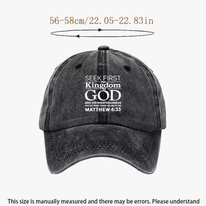 Seek First God Washed Baseball Cap