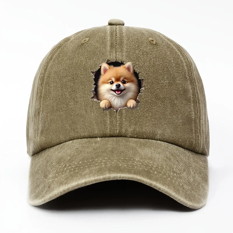 3D Pomeranian Puppy Baseball Cap