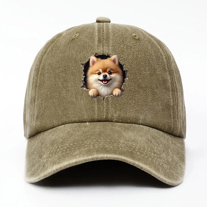 3D Pomeranian Puppy Baseball Cap