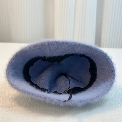 Rabbit Fur Hat Winter For Women Bucket Hat