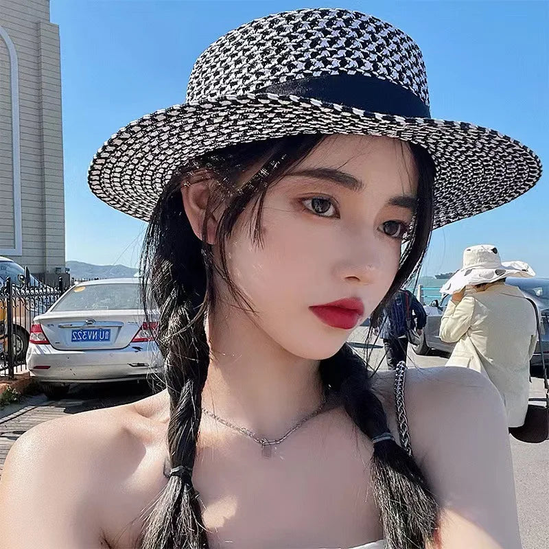 New Summer Sun Hat Women's French Retro Thin High Size 56-58cm