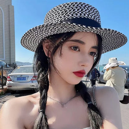 New Summer Sun Hat Women's French Retro Thin High Size 56-58cm