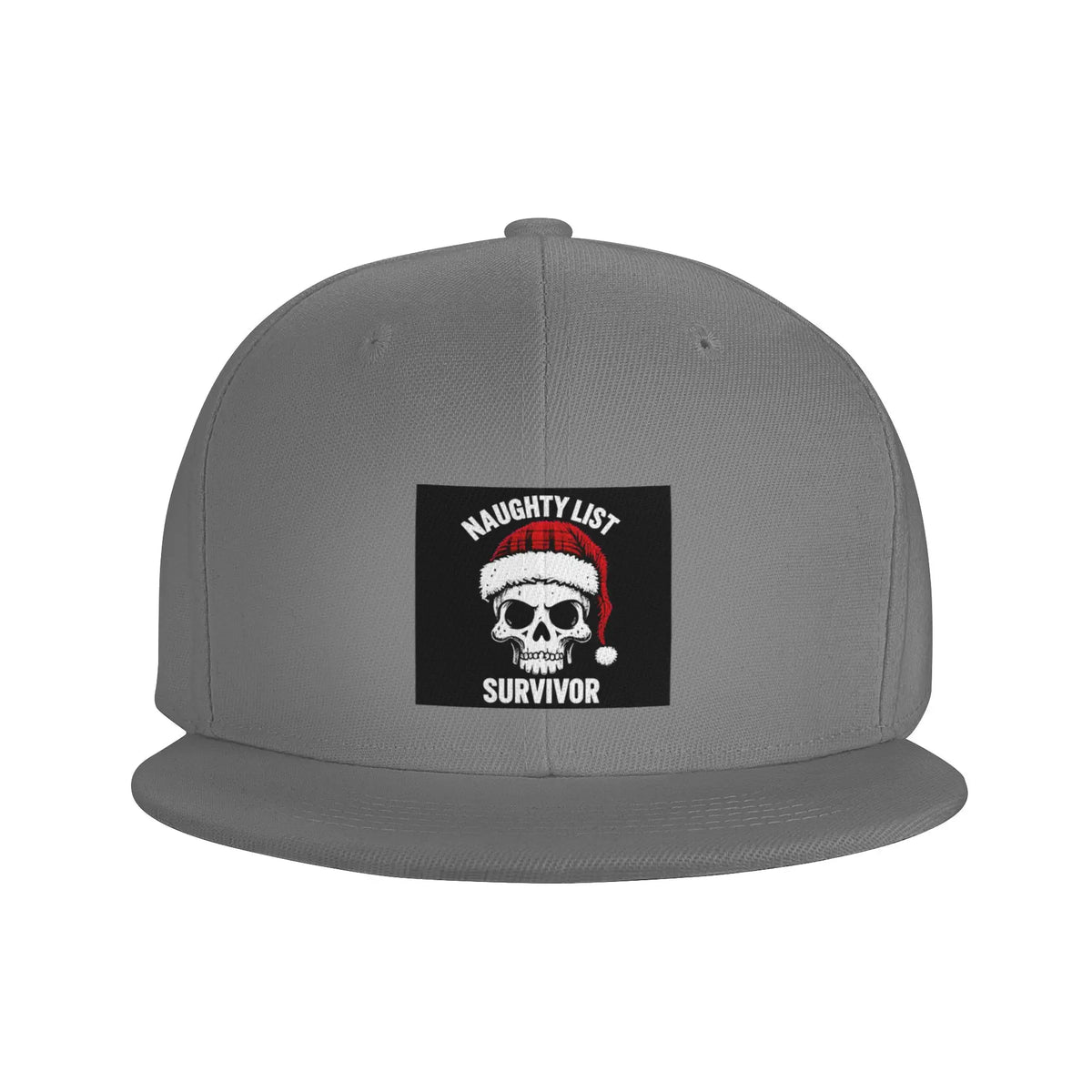 I Survived The Naughty List Funny Holiday Flat Brim Snapback Cap