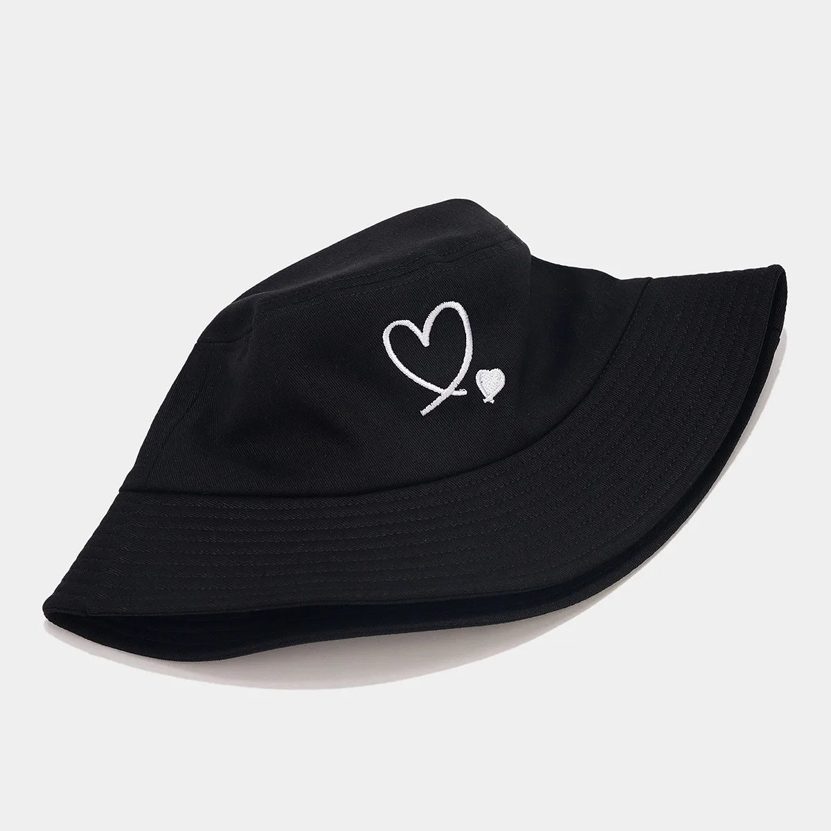 Reversible Heart Embroidery Bucket Hat Set