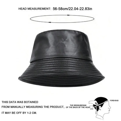 Unisex Solid Color Personality Pu Leather Bucket Hats
