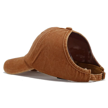 1pc Retro Washed Backless Baseball Cap For Women Summer Outdoor Sports Ponytails Stylish And Versatile Sun Hat For Daily Wear