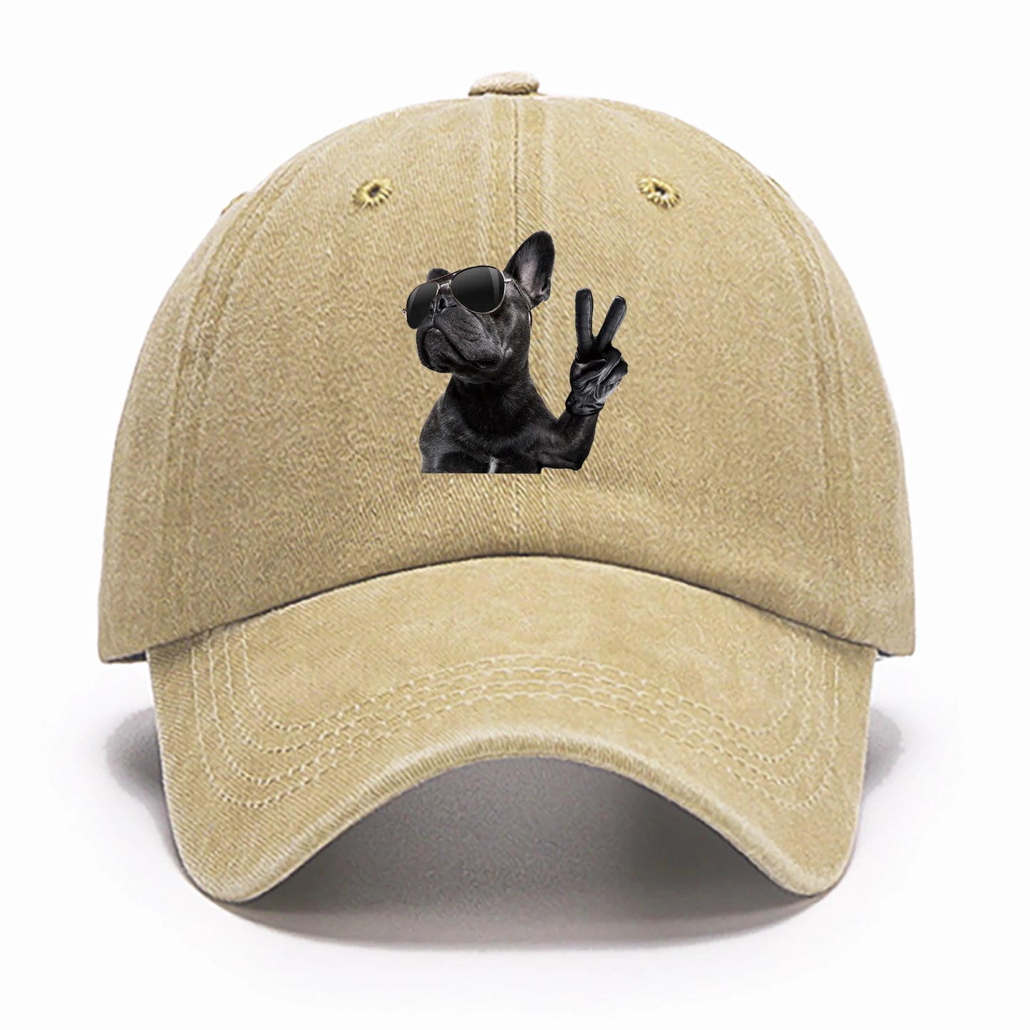 Black Dog Print Washed Baseball Cap