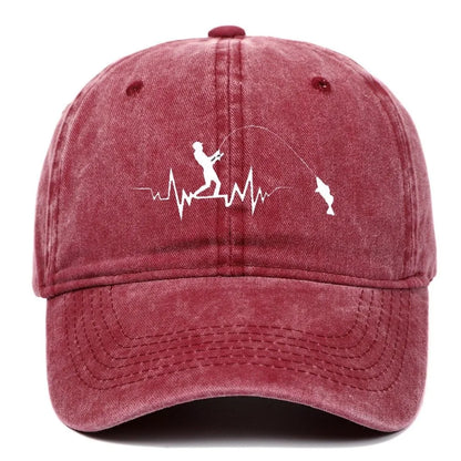 Fishing Embroidered Washed Cotton Baseball Cap
