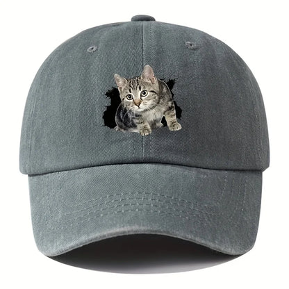 Cute Silly Cat Hiking Baseball Cap
