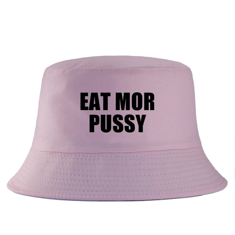 Eat Mor Pussy Funny Slogan Reversible Bucket Hat