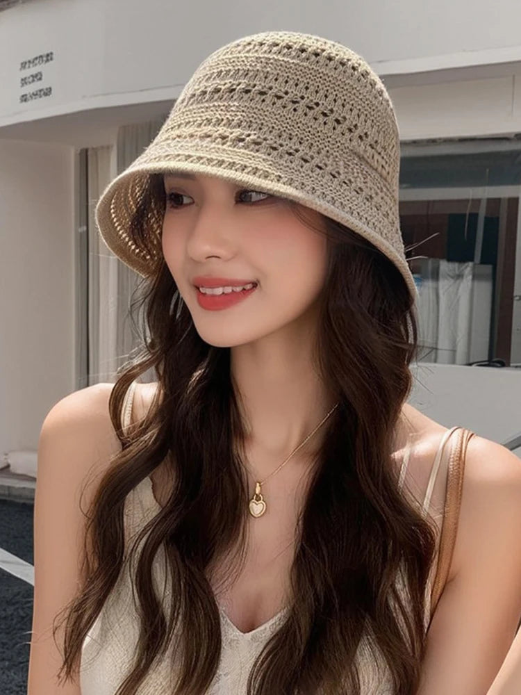 Crochet Raffia Tassel Edge Beach Bucket Hat