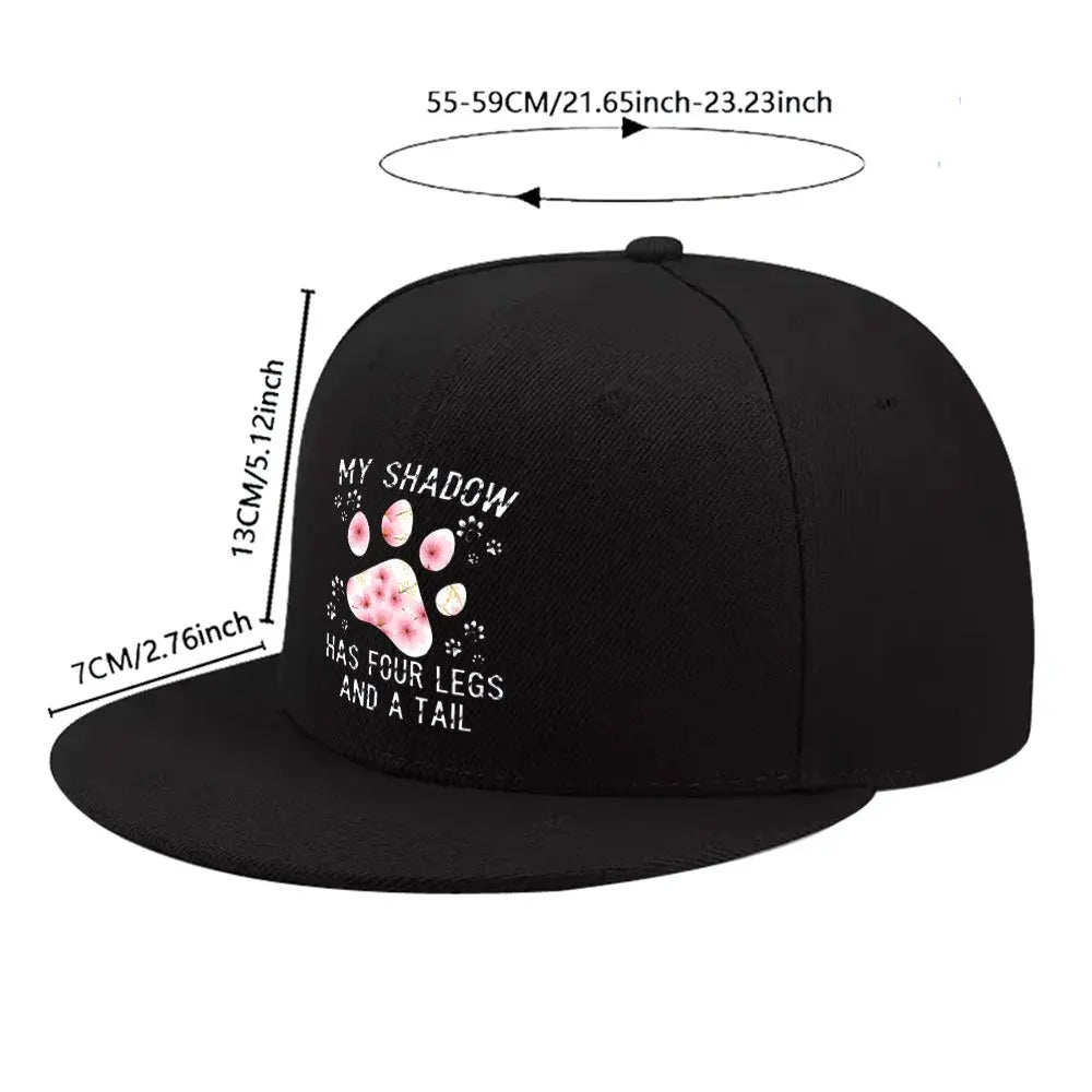 New Cherry Blossom Paw Print Unisex Versatile Flat Brim Cap