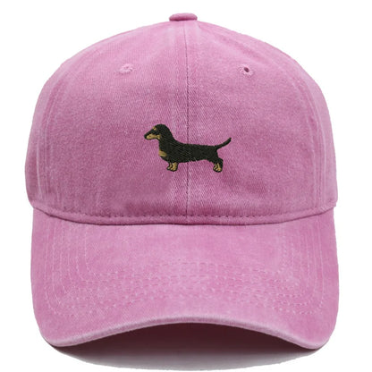 Vintage Washed Dachshund Embroidered Baseball Cap