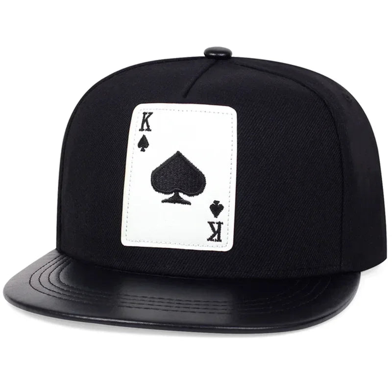 Poker Spades K Embroidered Unisex Hip-Hop Snapback Cap