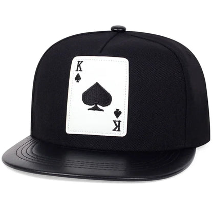 Poker Spades K Embroidered Unisex Hip-Hop Snapback Cap