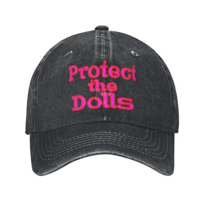 Protect The Dolls Distressed Denim Baseball Cap