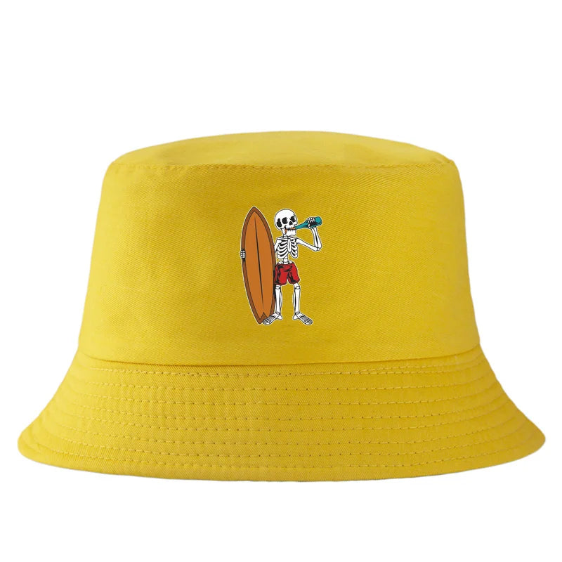 Skeleton Surfboard Reversible Beach Bucket Hat