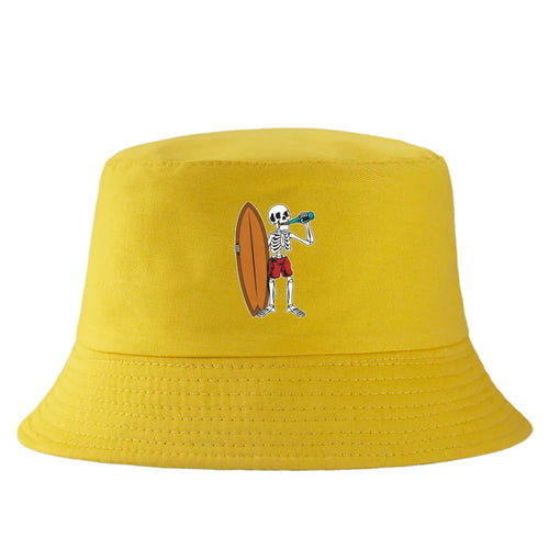 Skeleton Surfboard Reversible Beach Bucket Hat
