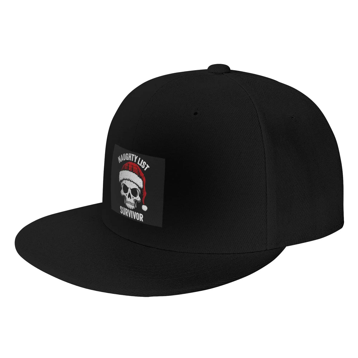 I Survived The Naughty List Funny Holiday Flat Brim Snapback Cap