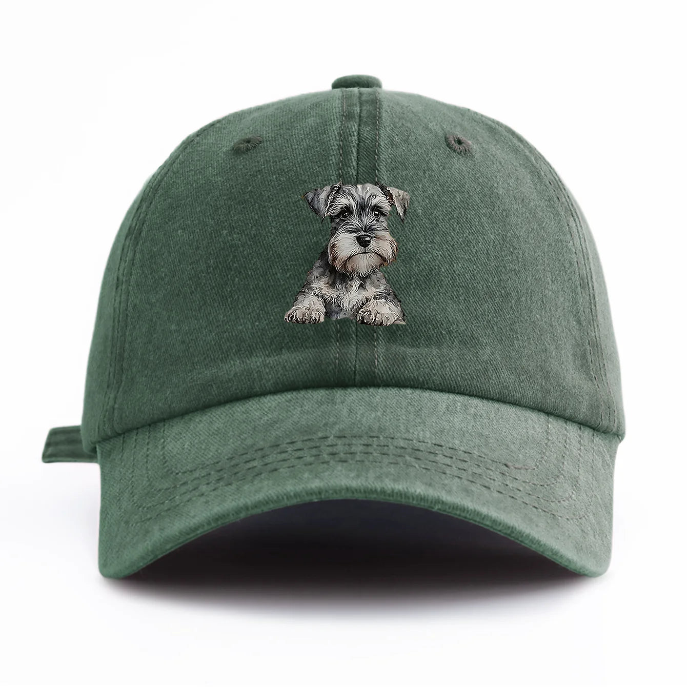 1pc Schnauzer Print Washed Baseball Cap For Adults