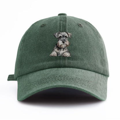 1pc Schnauzer Print Washed Baseball Cap For Adults