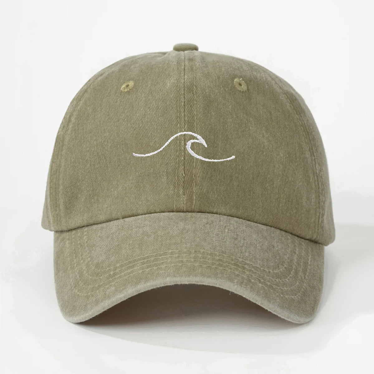 Wave Ripple Embroidered Cotton Baseball Cap