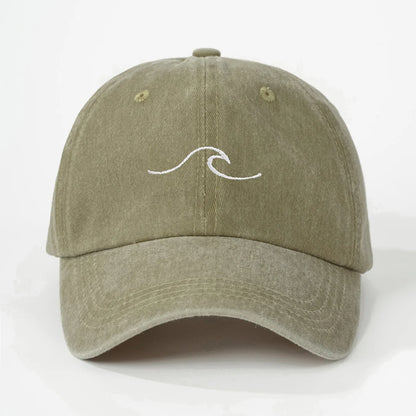 Wave Ripple Embroidered Cotton Baseball Cap